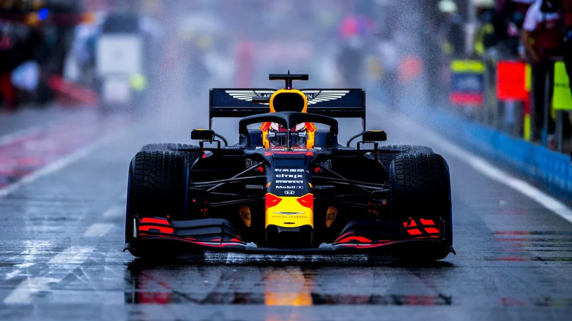 Red Bull Racing Formula 1 car in action during a race.